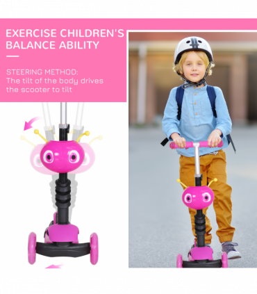 Kids Baby Toddler Kick Scooter Pink 5-in-1 Removable Seat Height Adjustable