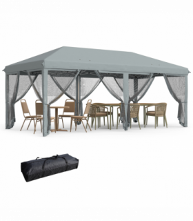 6 x 3m Pop Up Party Tent Canopy with 6 Removable Sidewalls Grey