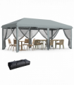 6 x 3m Pop Up Party Tent Canopy with 6 Removable Sidewalls Grey
