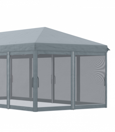 6 x 3m Pop Up Party Tent Canopy with 6 Removable Sidewalls Grey
