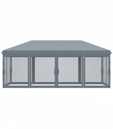 6 x 3m Pop Up Party Tent Canopy with 6 Removable Sidewalls Grey