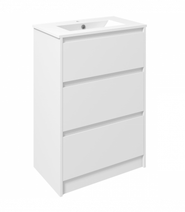 600mm Bathroom Vanity Unit w/ 1 Tap Hole Basin Drawers Gloss White