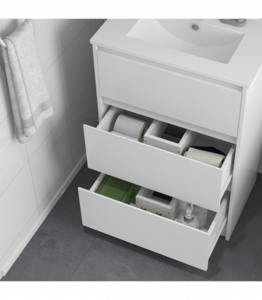 600mm Bathroom Vanity Unit w/ 1 Tap Hole Basin Drawers Gloss White