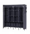 67" Clothes Closet Portable Wardrobe Clothes Storage Rack 12 Shelves 4 Side Pockets Gray