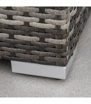 Garden Rattan Corner Sofa Set Table w/ Cushion Grey Steel Plastic Rattan