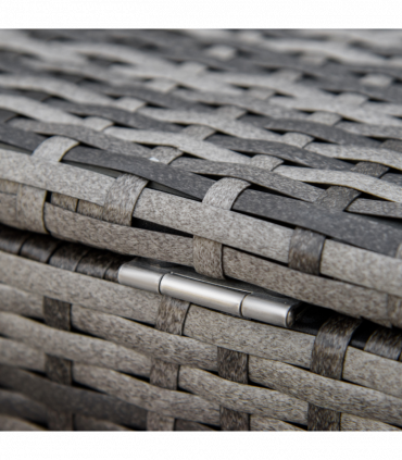 Garden Rattan Corner Sofa Set Table w/ Cushion Grey Steel Plastic Rattan