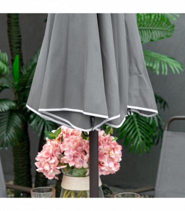 6Pc Patio Dining Set with Umbrella, 4 Folding Chairs Glass Table