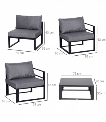 6Pcs Outdoor Sectional Sofa Set Conversation Aluminum Frame Cushion Outsunny