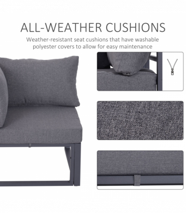 6Pcs Outdoor Sectional Sofa Set Conversation Aluminum Frame Cushion Outsunny