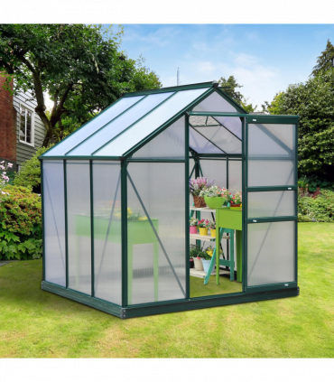 Polycarbonate Dark green 190cm x 192cm x 201cm Walk-In Greenhouse Plant Grow
