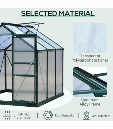 Polycarbonate Dark green 190cm x 192cm x 201cm Walk-In Greenhouse Plant Grow