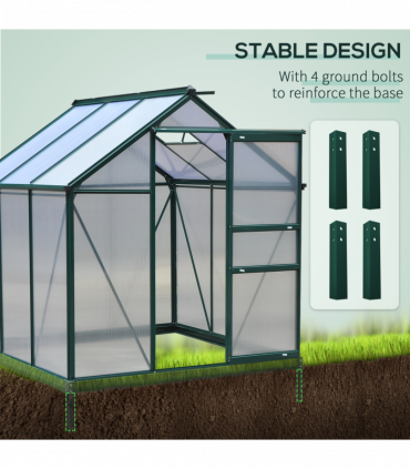Polycarbonate Dark green 190cm x 192cm x 201cm Walk-In Greenhouse Plant Grow