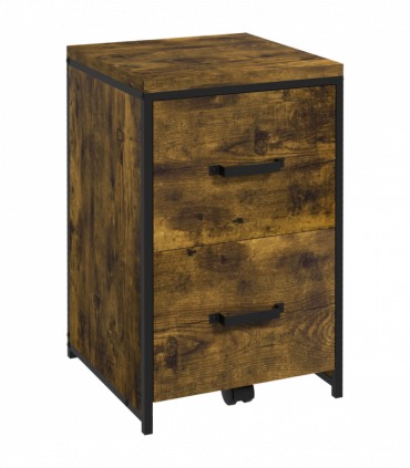 Vertical Office Filing Cabinet Steel MDF Rustic Brown 69.5H x 40L x 41.5Wcm