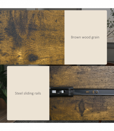 Vertical Office Filing Cabinet Steel MDF Rustic Brown 69.5H x 40L x 41.5Wcm