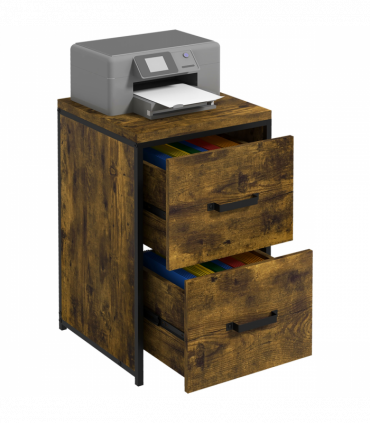 Vertical Office Filing Cabinet Steel MDF Rustic Brown 69.5H x 40L x 41.5Wcm