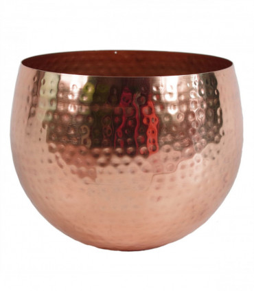 Artificial Arboricola Gold Capella Plant - Copper Metal Planter  Green Yellow