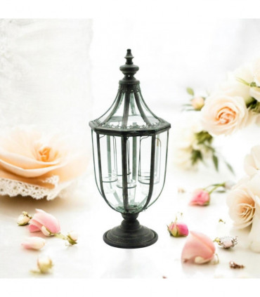 77CM GREY METAL GARDEN LANTERN W TEALIGHT