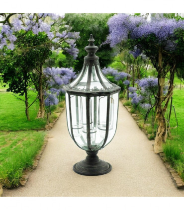 77CM GREY METAL GARDEN LANTERN W TEALIGHT
