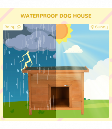 Dog Kennel House Garden Shelter Wooden Yellow 82L x 58W x 58H cm Solid Fir Wood