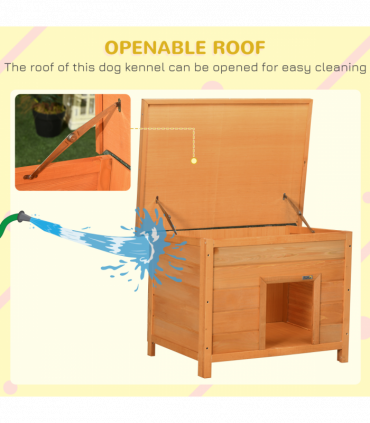 Dog Kennel House Garden Shelter Wooden Yellow 82L x 58W x 58H cm Solid Fir Wood