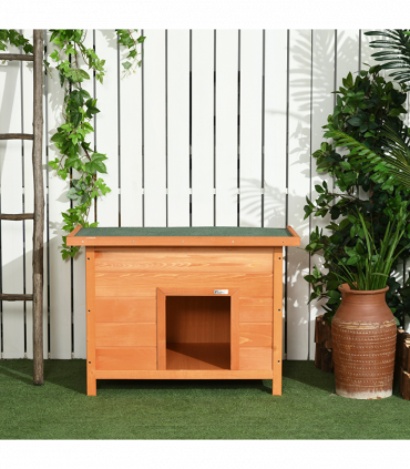 Dog Kennel House Garden Shelter Wooden Yellow 82L x 58W x 58H cm Solid Fir Wood