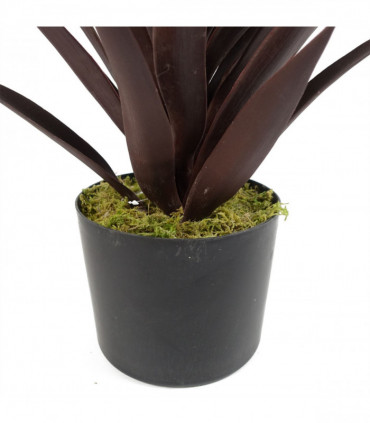Artificial Dark Red Yucca Plant 85cm Plastic Leaves Potted Weighted Pot