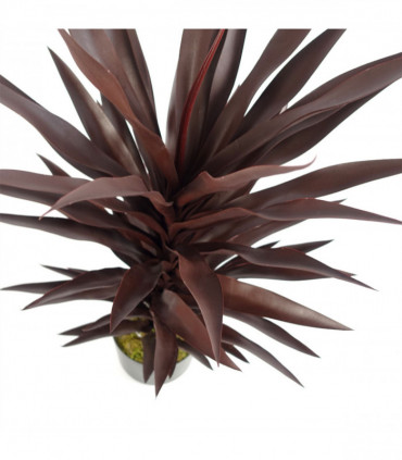 Artificial Dark Red Yucca Plant 85cm Plastic Leaves Potted Weighted Pot