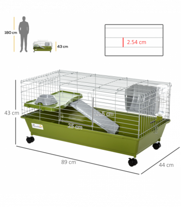 89cm Small Animal Home Cage for Rabbit Ferret Chinchilla w/ Wheels Green
