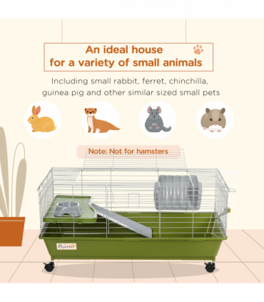 89cm Small Animal Home Cage for Rabbit Ferret Chinchilla w/ Wheels Green