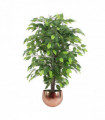 90cm Artificial Ficus Tree / Plant -Copper Metal Planter