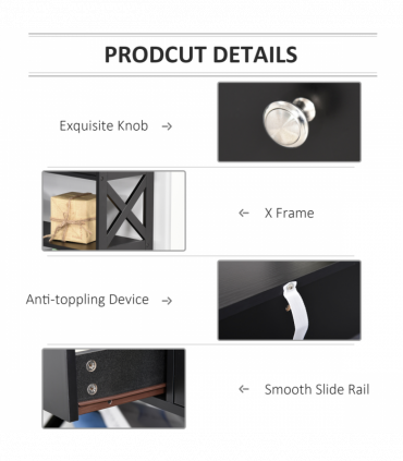 Console Table Side Desk Shelves Drawers Open Top Hallway Black