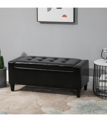 Deluxe PU Leather Storage Ottoman Bench Footrest Stool Large Storage Space