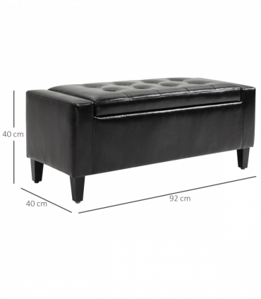 Deluxe PU Leather Storage Ottoman Bench Footrest Stool Large Storage Space