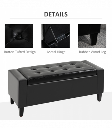 Deluxe PU Leather Storage Ottoman Bench Footrest Stool Large Storage Space