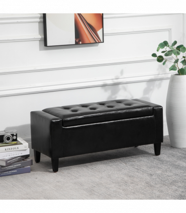 Deluxe PU Leather Storage Ottoman Bench Footrest Stool Large Storage Space