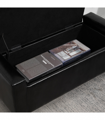 Deluxe PU Leather Storage Ottoman Bench Footrest Stool Large Storage Space