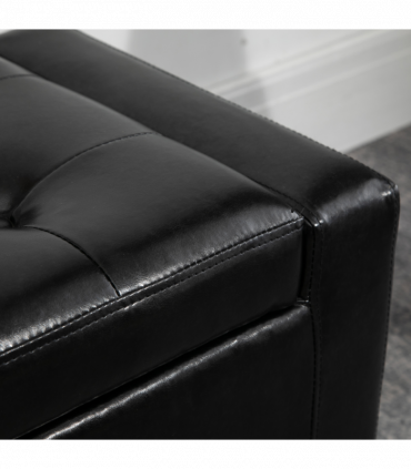 Deluxe PU Leather Storage Ottoman Bench Footrest Stool Large Storage Space