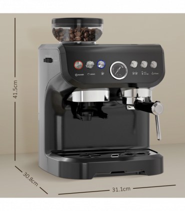Espresso Coffee Machine w/ Integrated Bean Grinder & Steam Wand 15 Bar Pressure