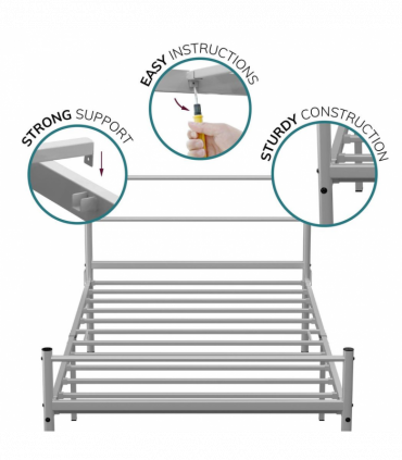 Extra Strong Single Metal Bed Frame In Silver