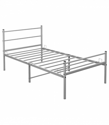 Extra Strong Single Metal Bed Frame In Silver