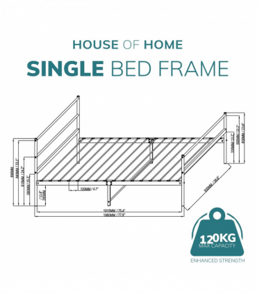 Extra Strong Single Metal Bed Frame In Silver