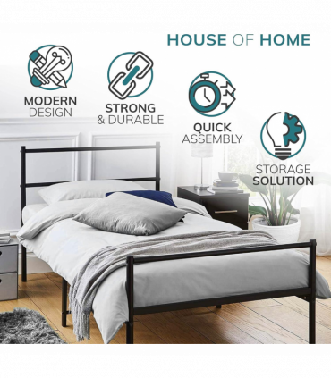 Extra Strong Single Metal Bed Frame In Silver