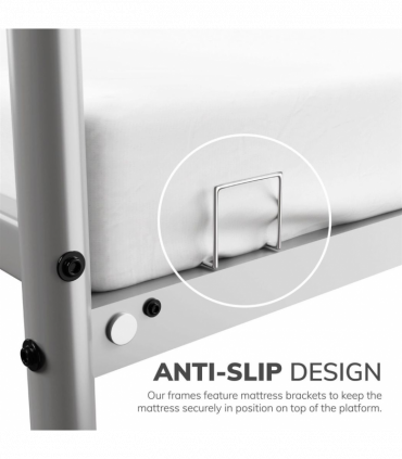 Extra Strong Single Metal Bed Frame In Silver