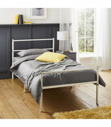 Extra Strong Single Metal Bed Frame In White - Improved