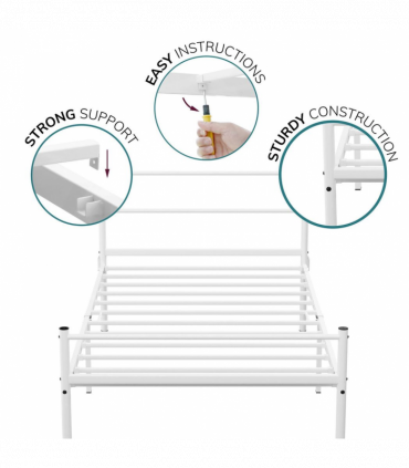 Extra Strong Single Metal Bed Frame In White - Improved