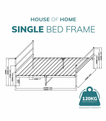 Extra Strong Single Metal Bed Frame In White - Improved