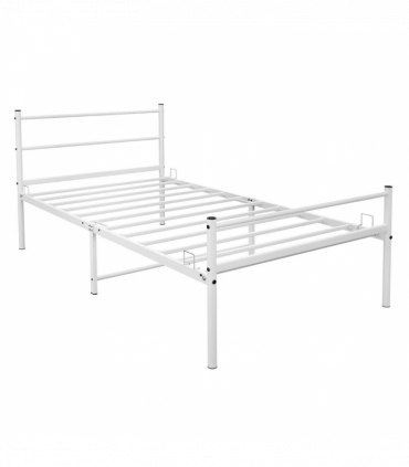 Extra Strong Single Metal Bed Frame In White - Improved