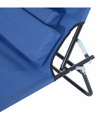 Folding Sun Lounger Reclining Chair w/ Pillow Reading Hole Blue