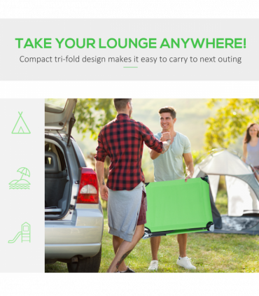 Folding Sun Lounger Reclining Chair w/ Pillow Reading Hole Green