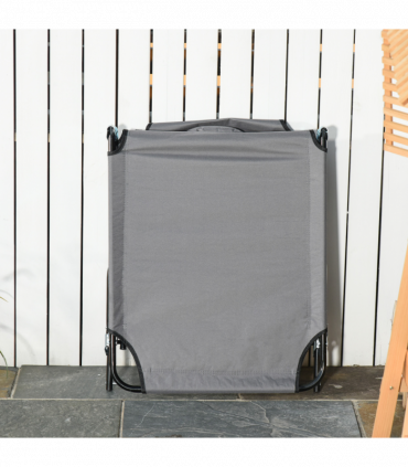 Folding Sun Lounger Reclining Chair w/ Pillow Reading Hole Grey